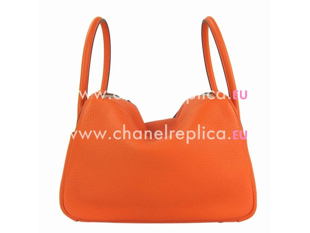 Hermes Lindy 26 Orange Clemence Bag With Palladium Hardware LD269JTCS