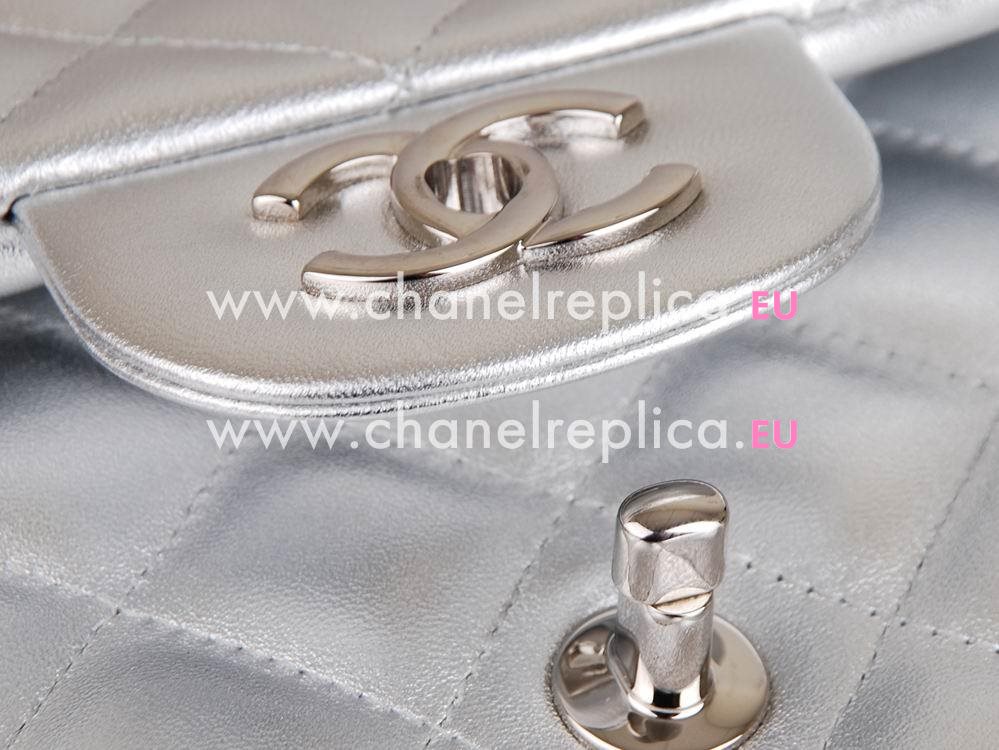 Chanel Lambskin Silver Chain Jumbo Coco Flap Bag Silvery A58600SRY