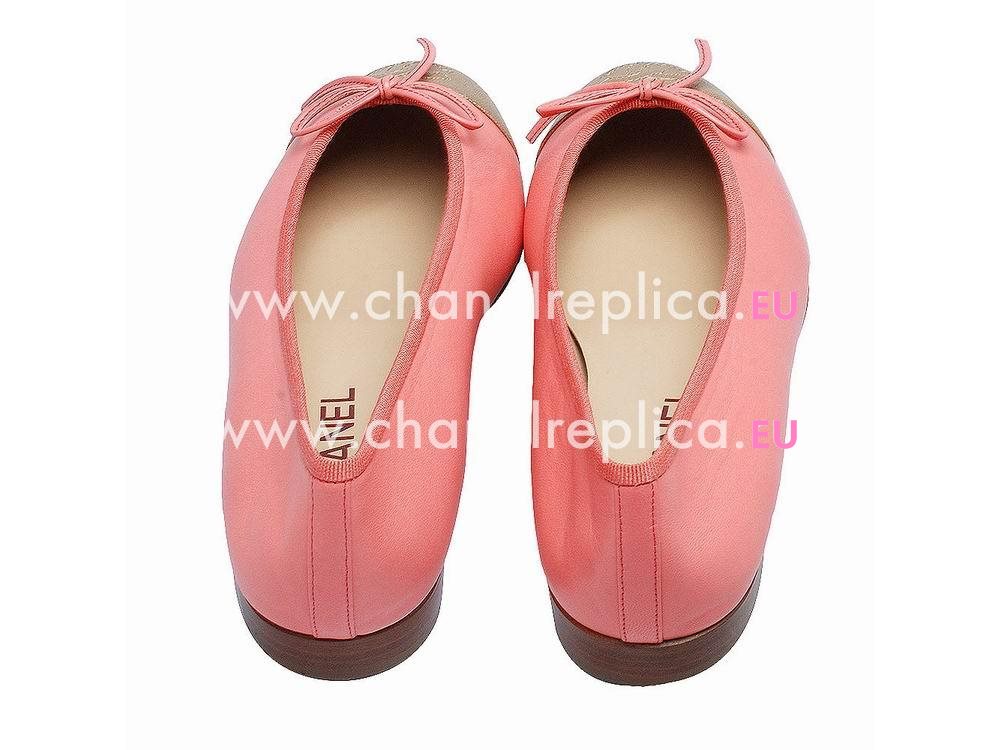 Chanel Double CC Lambskin Bowknot Shoes Peach Gold G56340