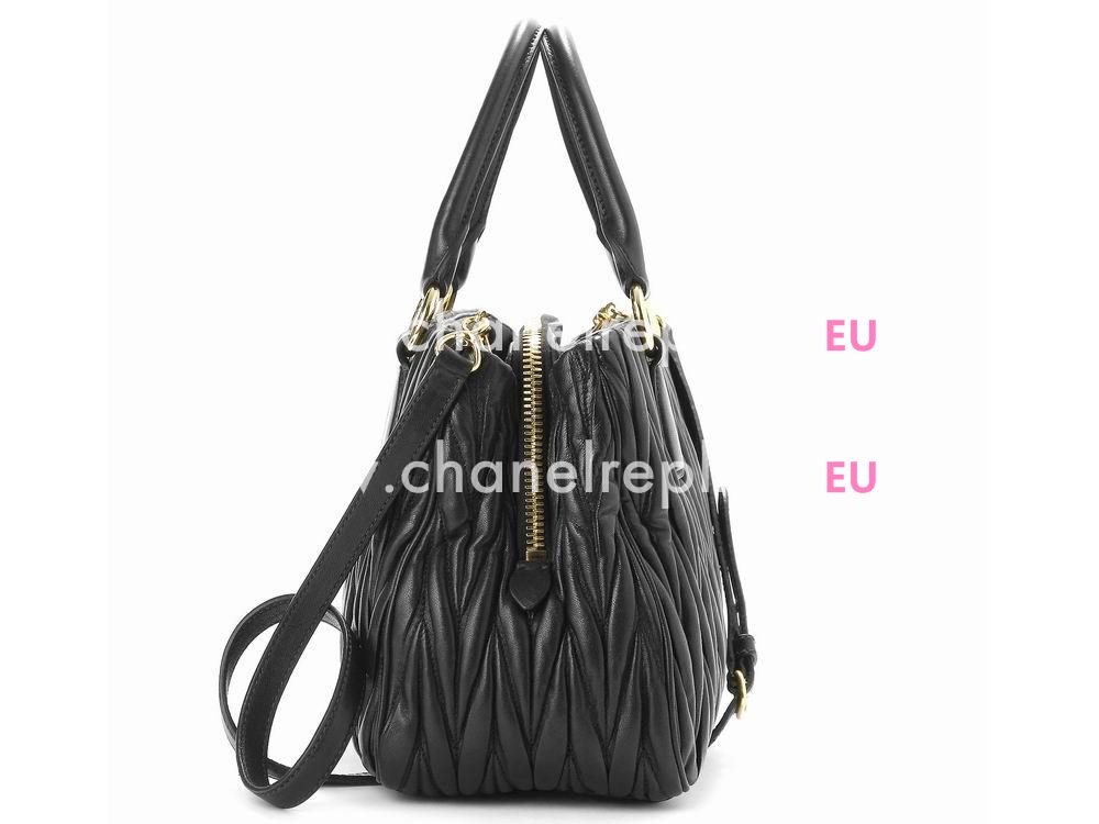 Miu Miu Matelasse Lux Nappa Leather Shoulder Bag Black RN76764