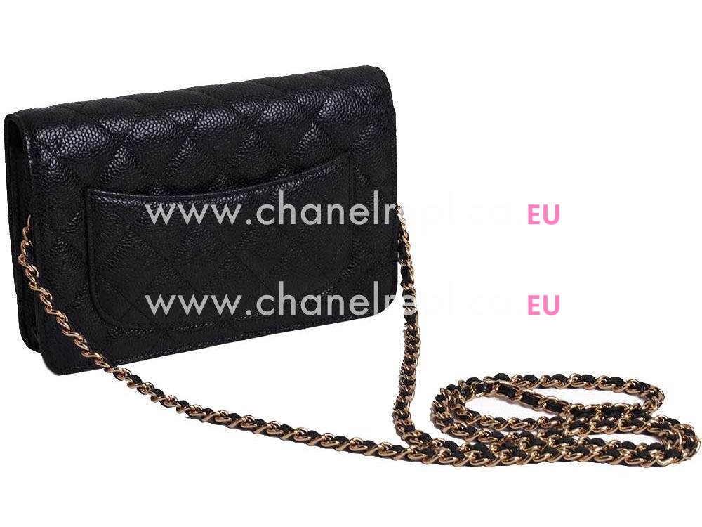 Chanel Caviar Gold Chain CC Woc Flap Bag Black A33814