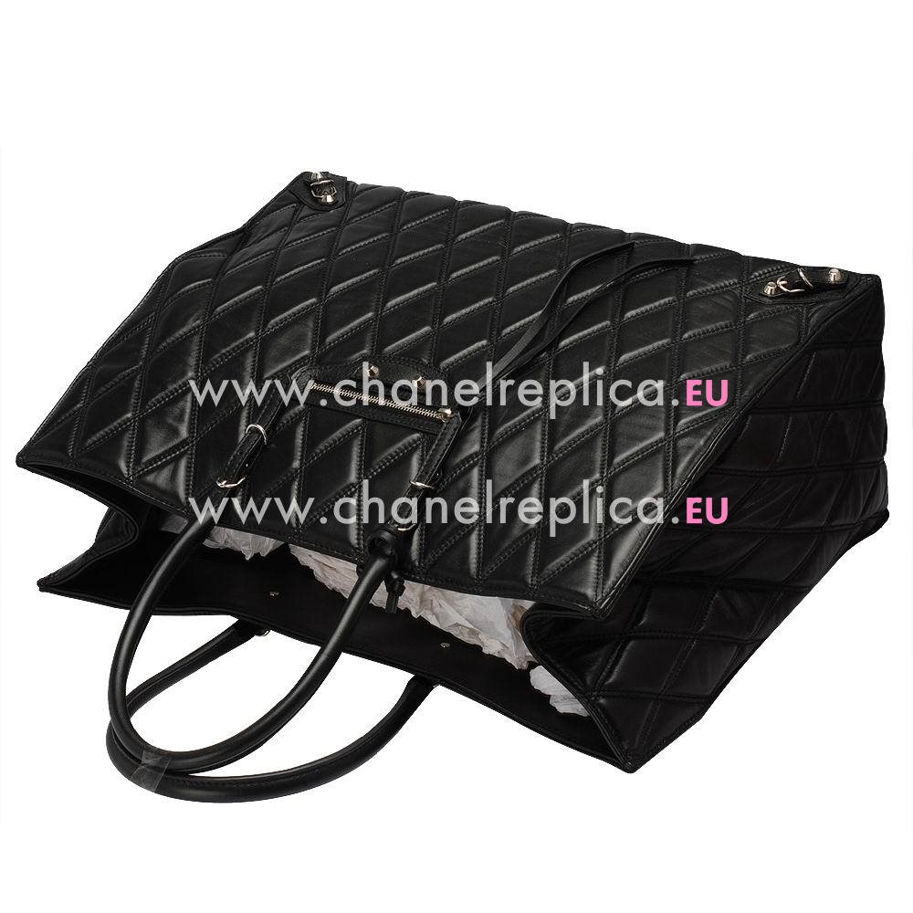 Balenciage Papier Office Lambskin Silvery hardware Bag Black B20558073