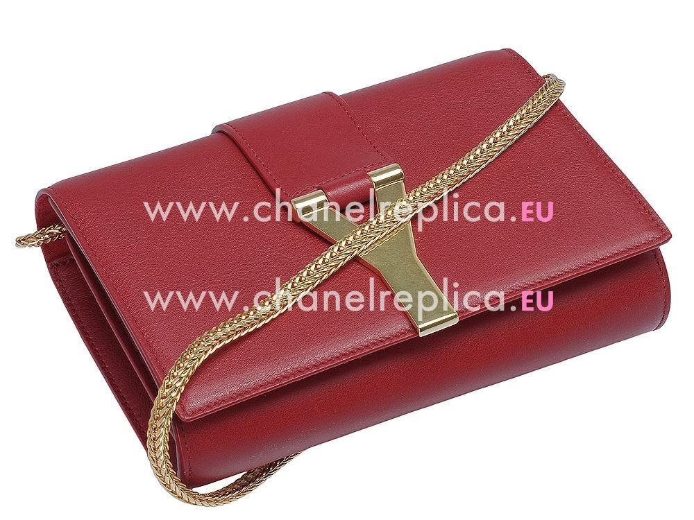 YSL Saint Laurent Cabas Pochette Y Calfskin Bag In Red YSL5184603