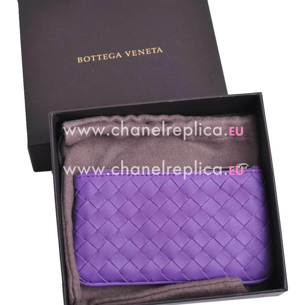 Bottega Veneta Classic Weave Nappa Change Purse In Purple BV6112917