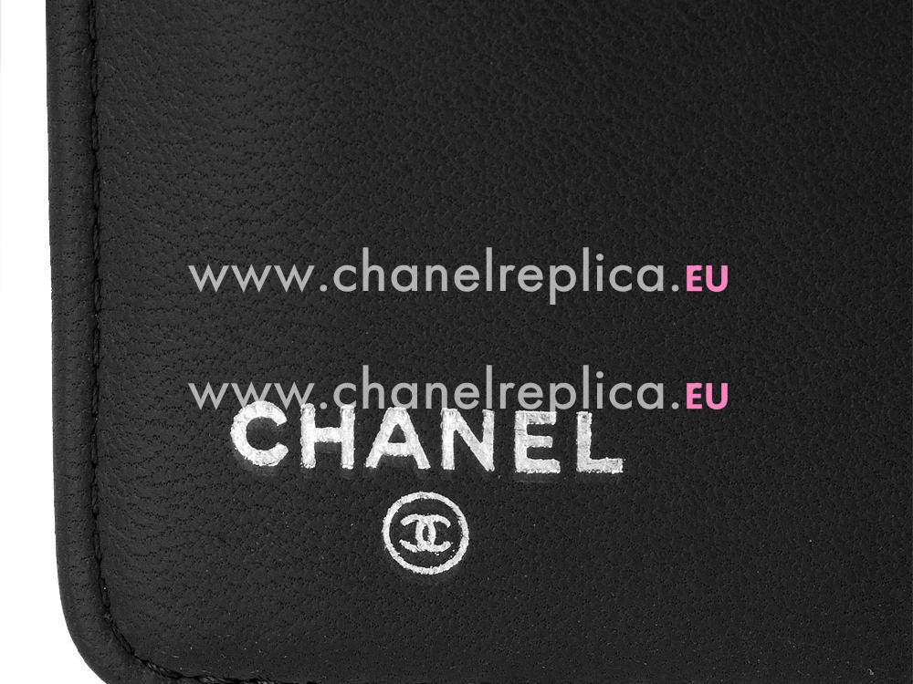 Chanel Lambskin Quilted Anti-silver Long Wallet Black A57593