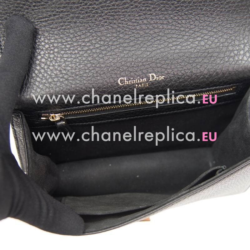 Christian Dior Small Diorama Bag Grain Cowhide Black Shiny Gold-tone Lock M0421OVKK900