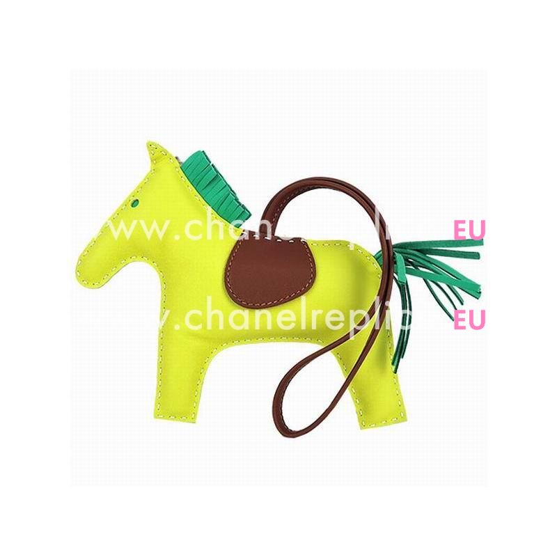 Hermes Horse Sheepskin Handbag Hanging Omarment In Yellow H519989