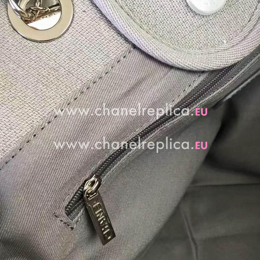 Chanel Denim Canvas Weave Shopping Beach Bag Gray C7032902