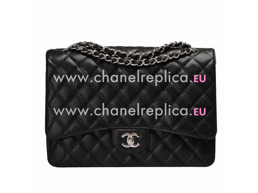 Chanel Cruise Caviar Maxi Bag Double Flap Black(Silver) A47600-DS