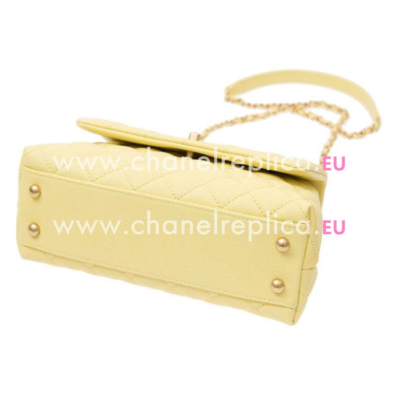 Chanel Coco Handle Cowhide Anti-silver Chain Trapezoid Shoudbag Yellow A92990CYELGP