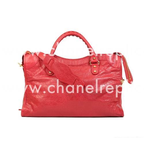 Balenciage City Lambskin Gold hardware Classic Bag Rose Red B2055010