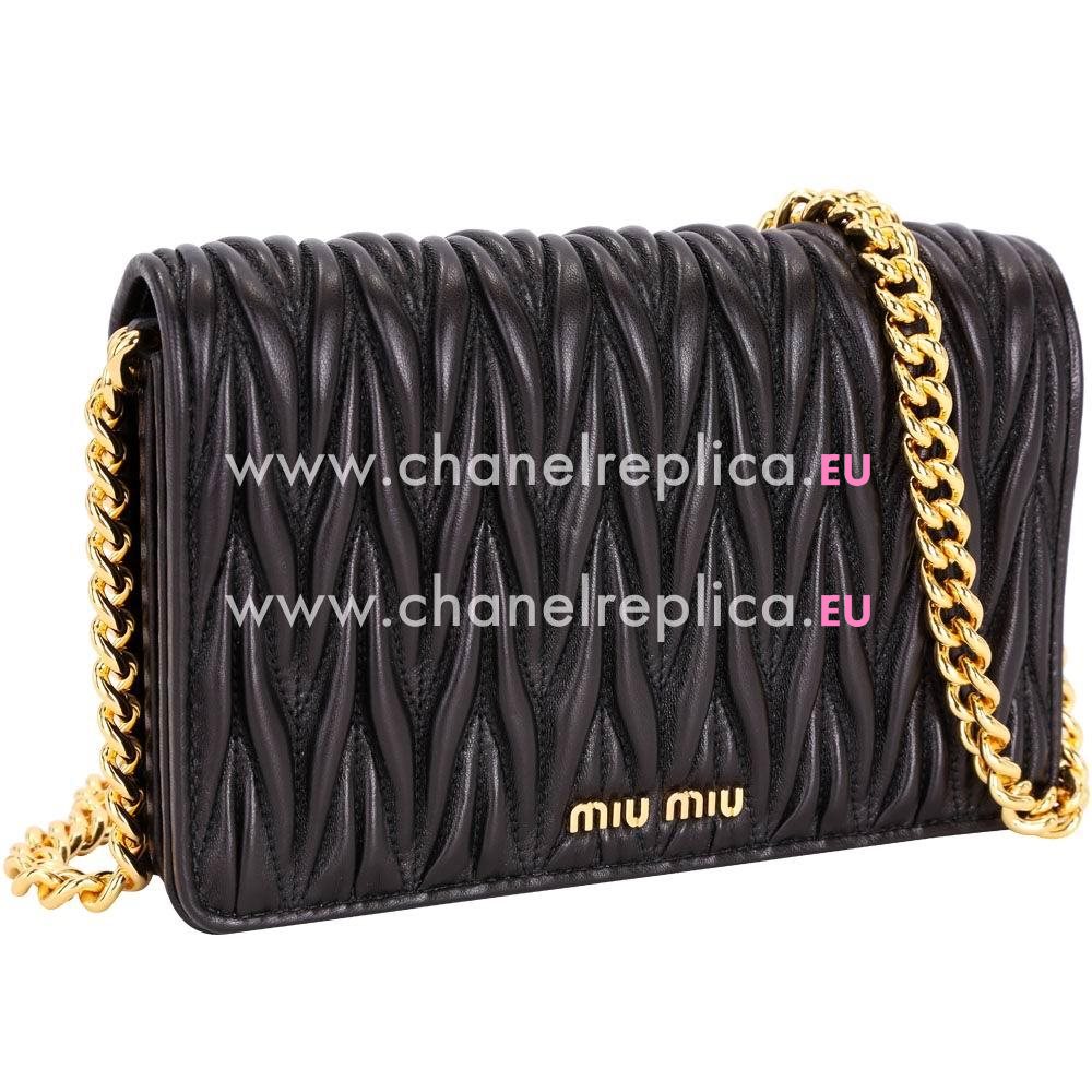 Miu Miu Matelasse Wrinkle Nappa Shoulder Bag Black M7042614