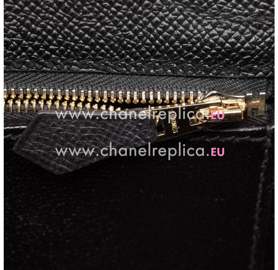 Hermes Black Sellier Kelly 25cm Epsom Gold Hardware Hand Sew HK1025BES