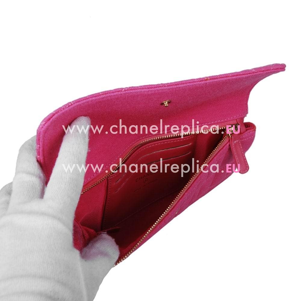 Chanel Classic 2.55 Quadrate Buuton Canvas Wallet Pink C7041510