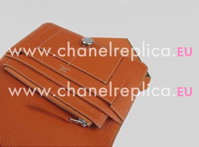 Hermes Dogon Clemence Leather Wallet In Orange HL.001C