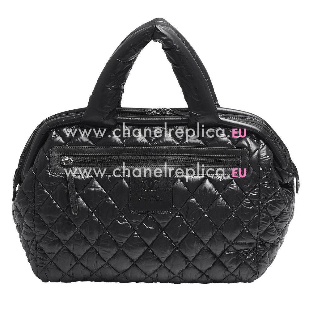 CHANEL Coco Cocoon Rhombic Nylon Bowling Bag in Black A6101901