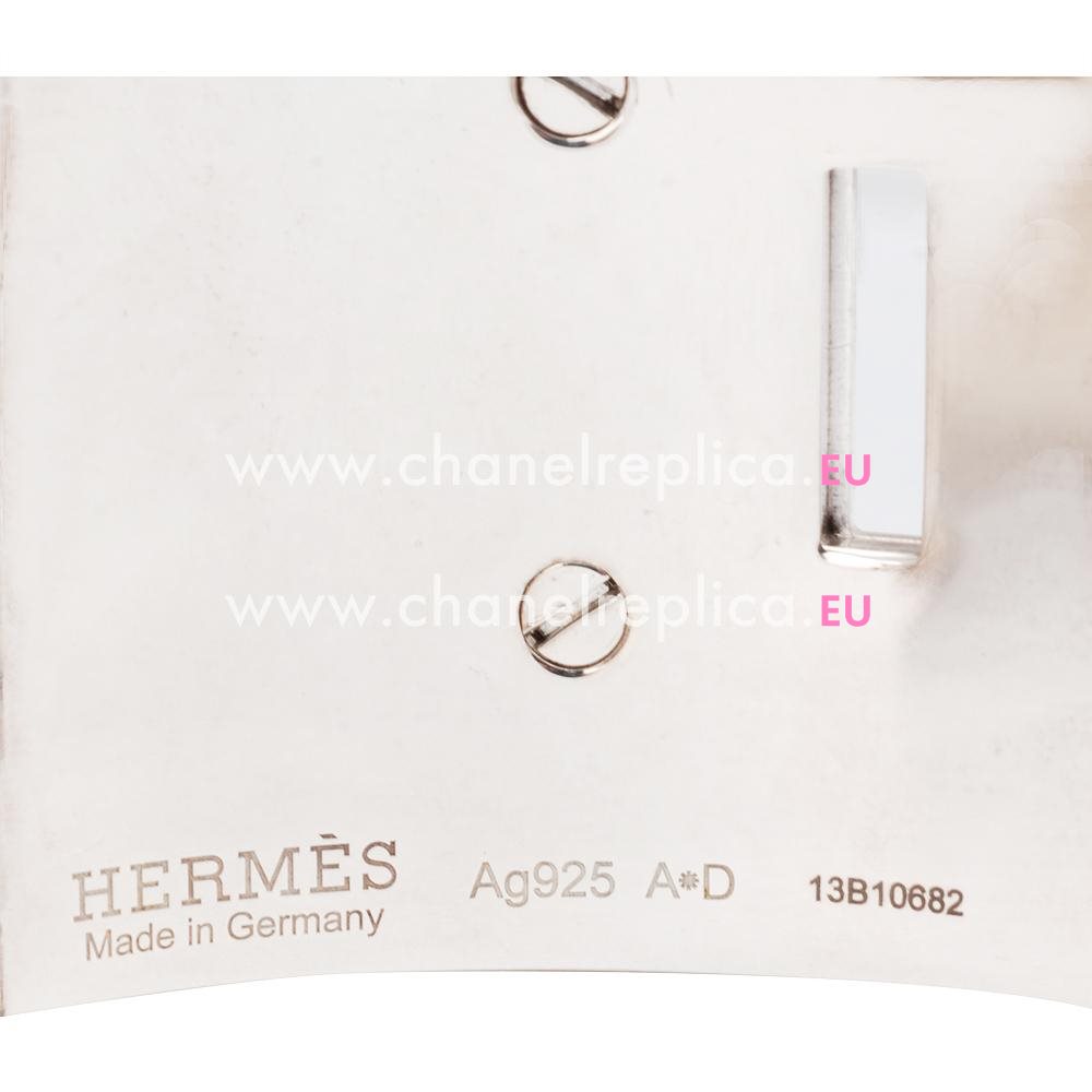 Hermes Goat Skin Collier De Chien Rivets of Metal Bracelet White/Silver HE58181