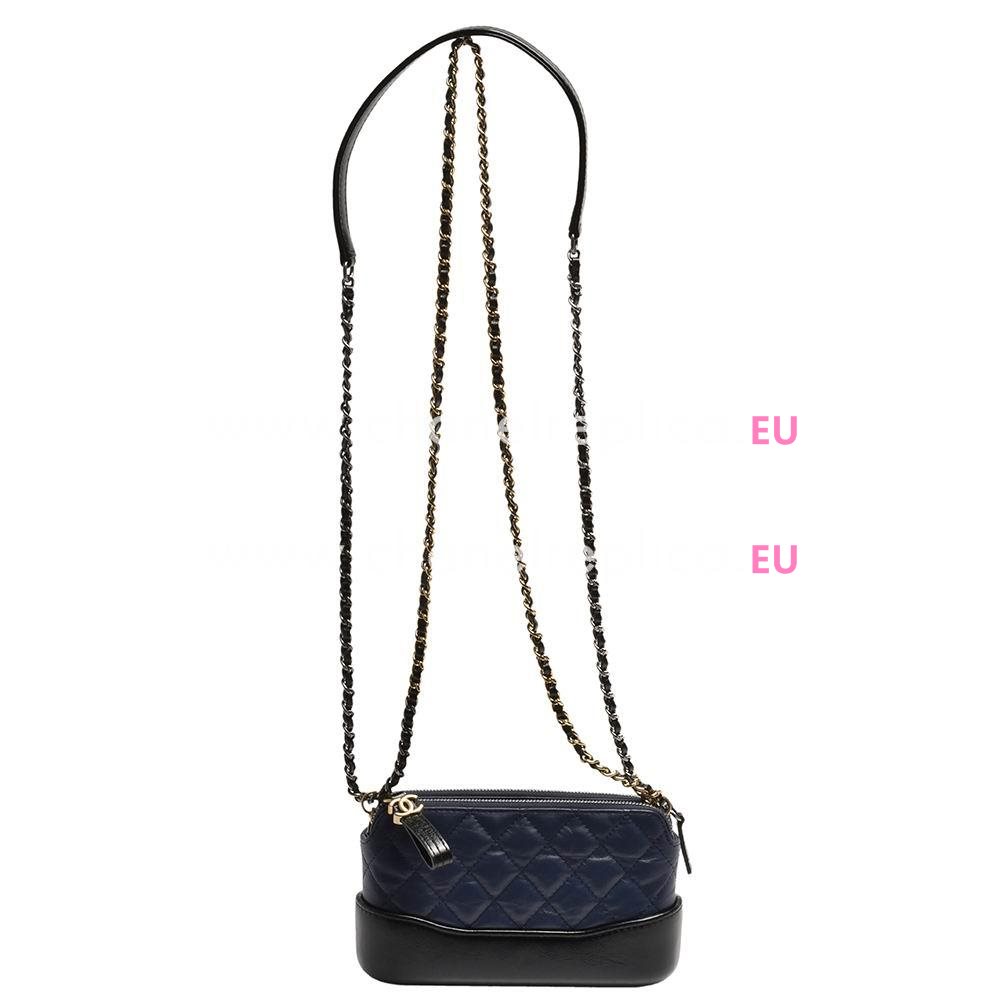 Chanel Calfskin Gabrelle Two-tone Color Mini Hobo Bag Navy/Black A36E956