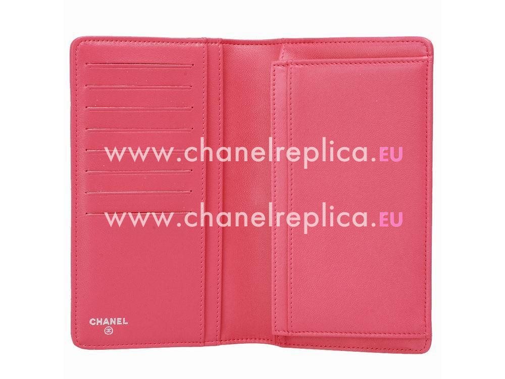 Chanel Lambskin Anti-Silver Lock Boy Long Wallet Hot Pink C654119