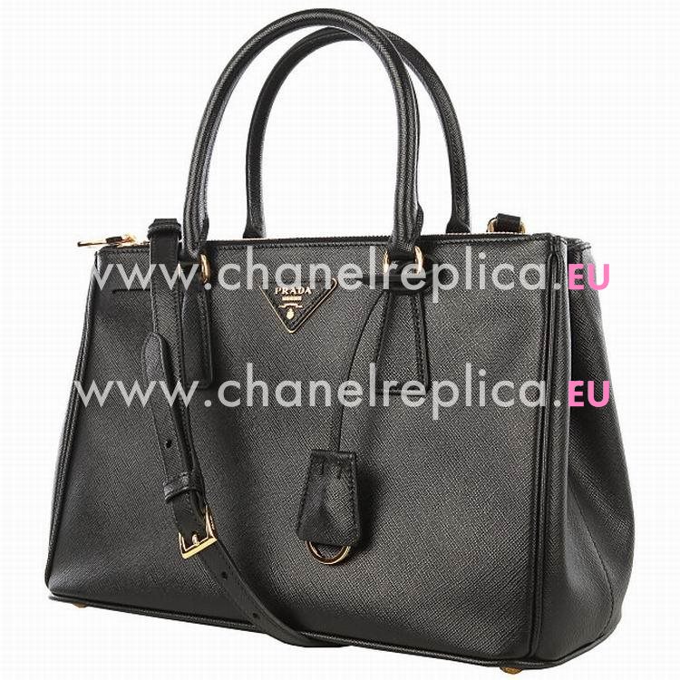 Prada Saffiano Lux Triangle Logo Medium Bag In Black PBN1801