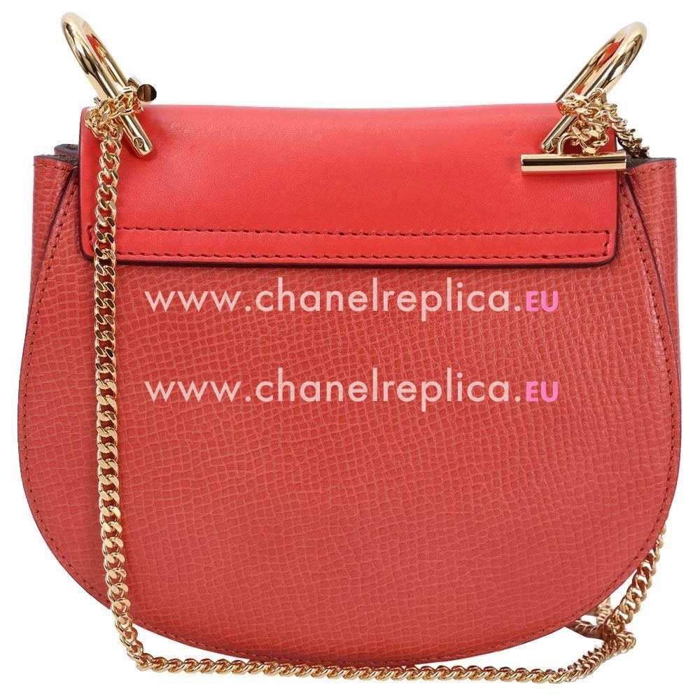 Chloe Drew Grain Leather Golden Chain Bag Orange Red c55649963