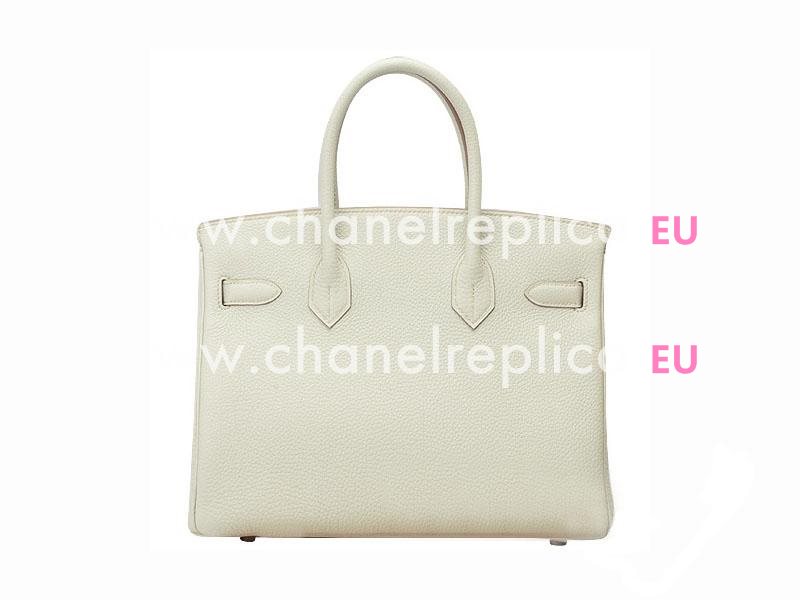 Hermes Birkin 30 Clemence Leather Ivory White Palladium H1042IW