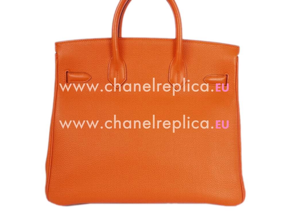 HERMES BIRKIN 35 TOGO Leather Bag Orange Gold Hardware Hand Sew H1043OGH