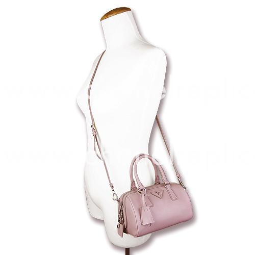 Prada Saffiano Lux Triangle Logo Boston Mini Bag Pink PCL846Y