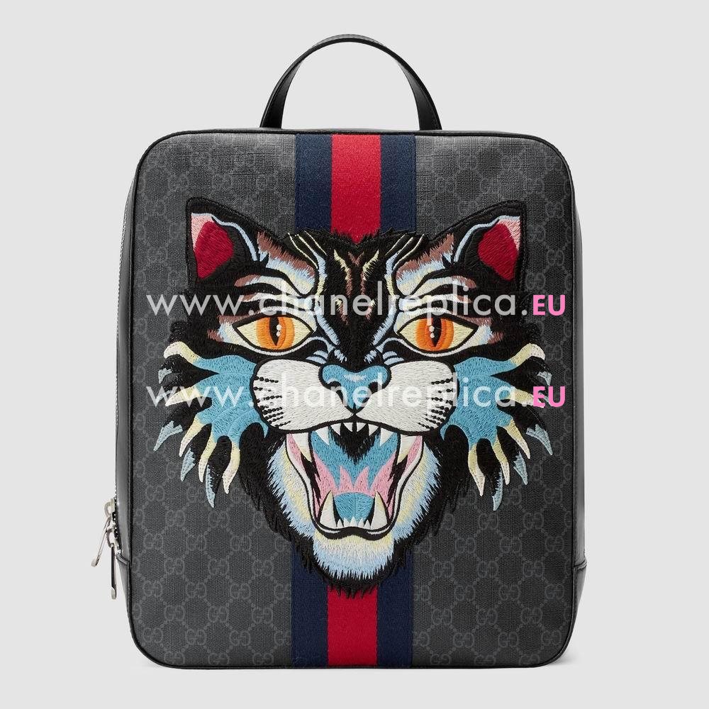 Gucci GG Supreme Canvas backpack with Angry Cat 478324 9C2EN 8849