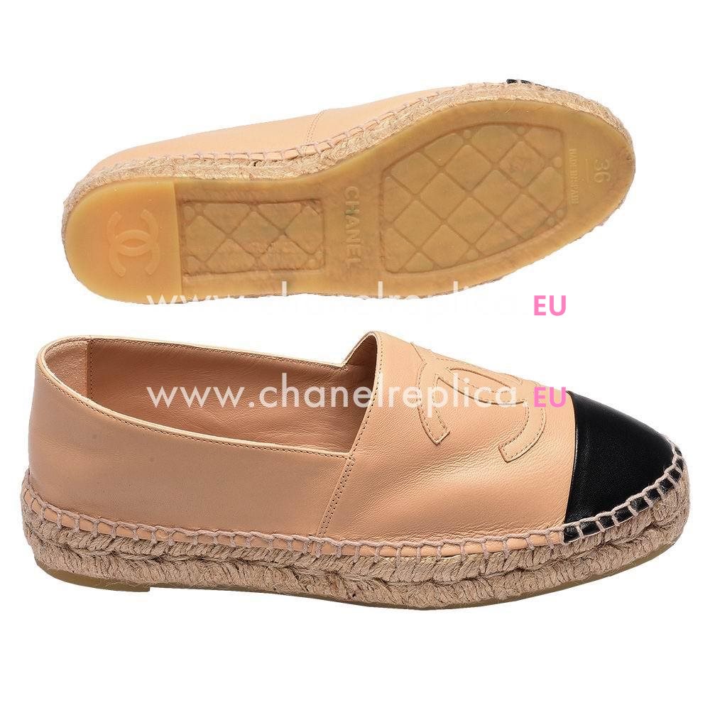 Chanel Classic Espadrilles CC Logo Shoes Camel/Black C7030101