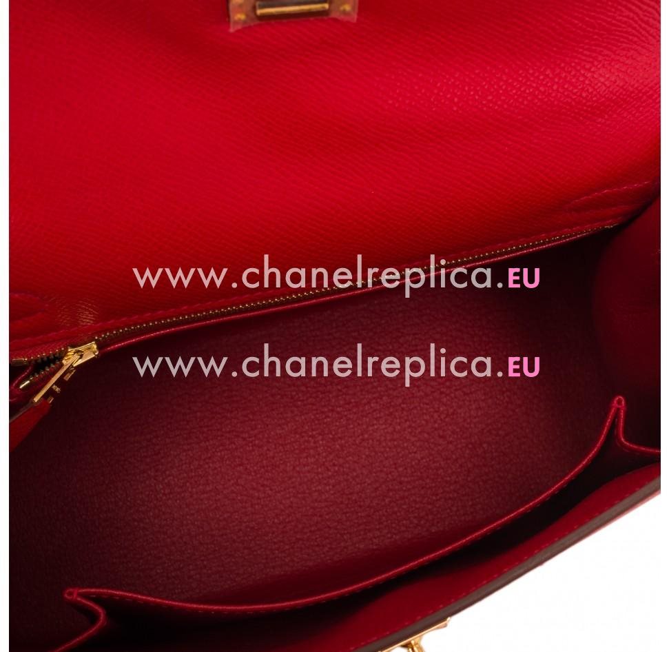 Hermes Kelly 25cm Rouge Casaque Epsom Sellier Bag Gold hardware Hand Sew HK1025RCE