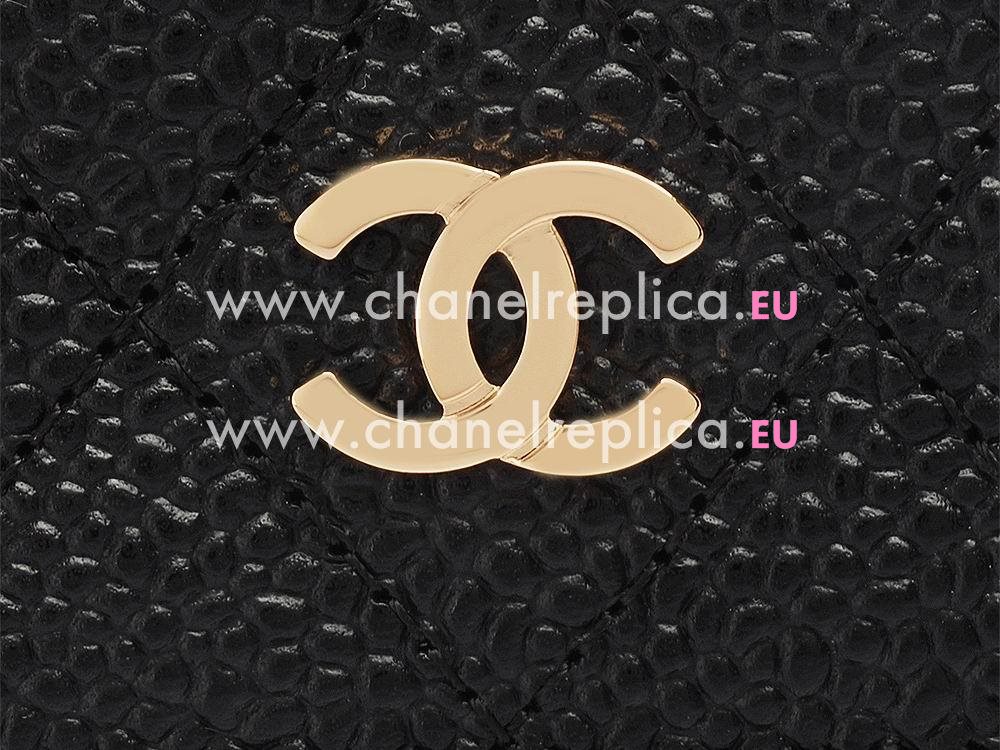 Chanel Caviar Leather Gold CC Card Holder Black C55617