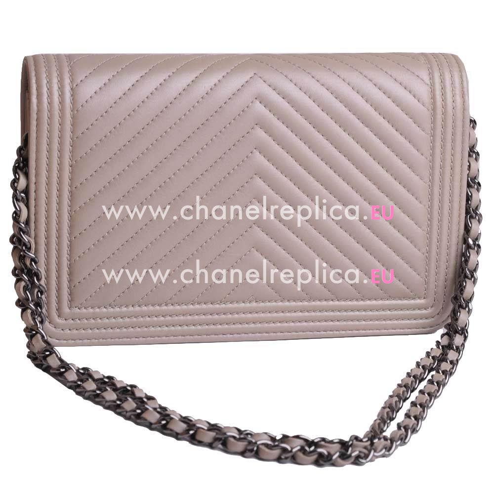 Chanel Classic Boy Lambskin Hand/Shoulder Bag Bare skin C7010908