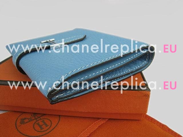 Hermes Classic Clemence Leather Purse In Light Blue H0006D