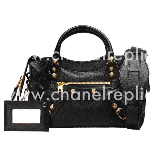 Balenciage City Lambskin Gold hardware Classic Mini Bag Black B2055043