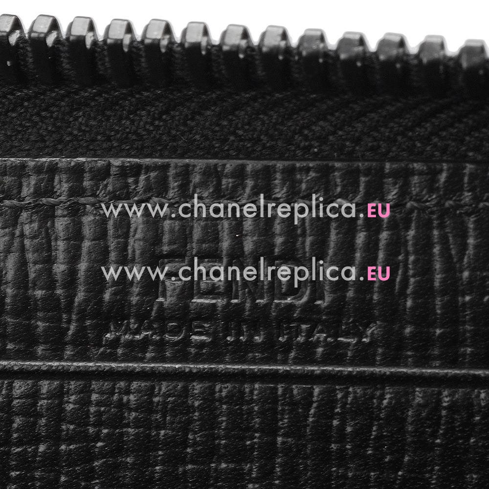 FENDI Classic FF Cowhide Leather Wallets Black F4837209