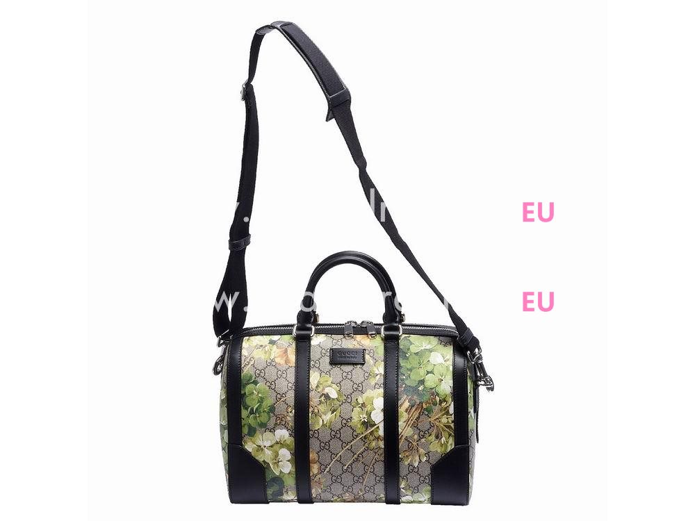 Gucci Black Cowhide PVC Blooms Boston Bag A232622