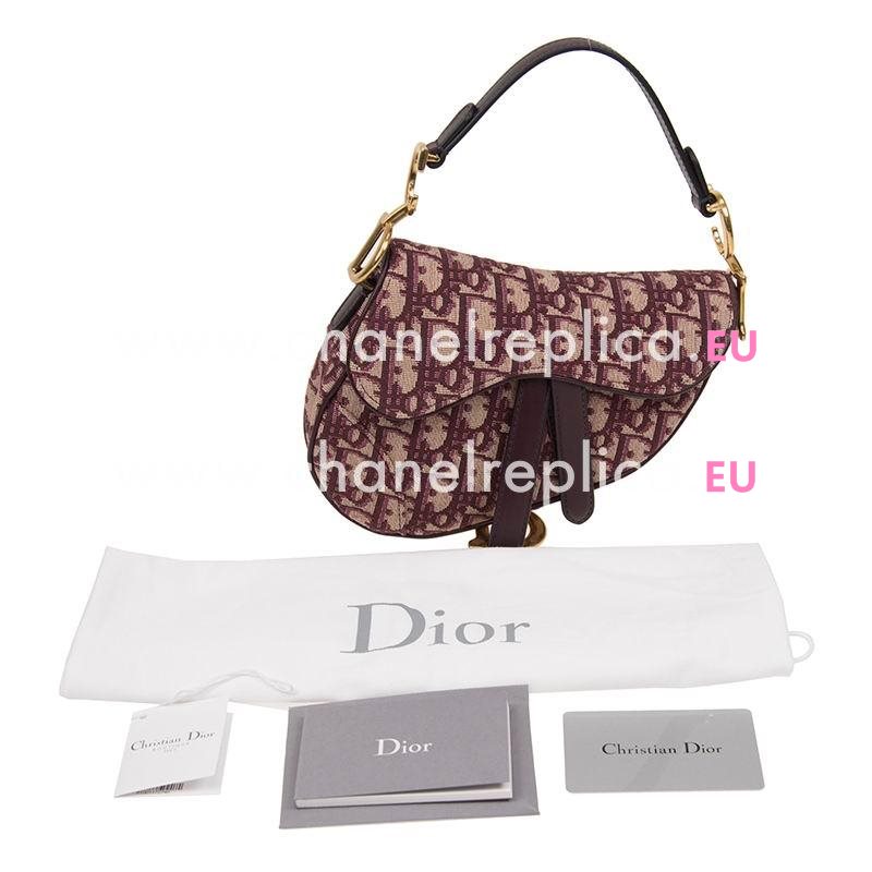 Christian Dior Mini Dior Oblique Saddle Bag Burgundy M0447CTZQ974