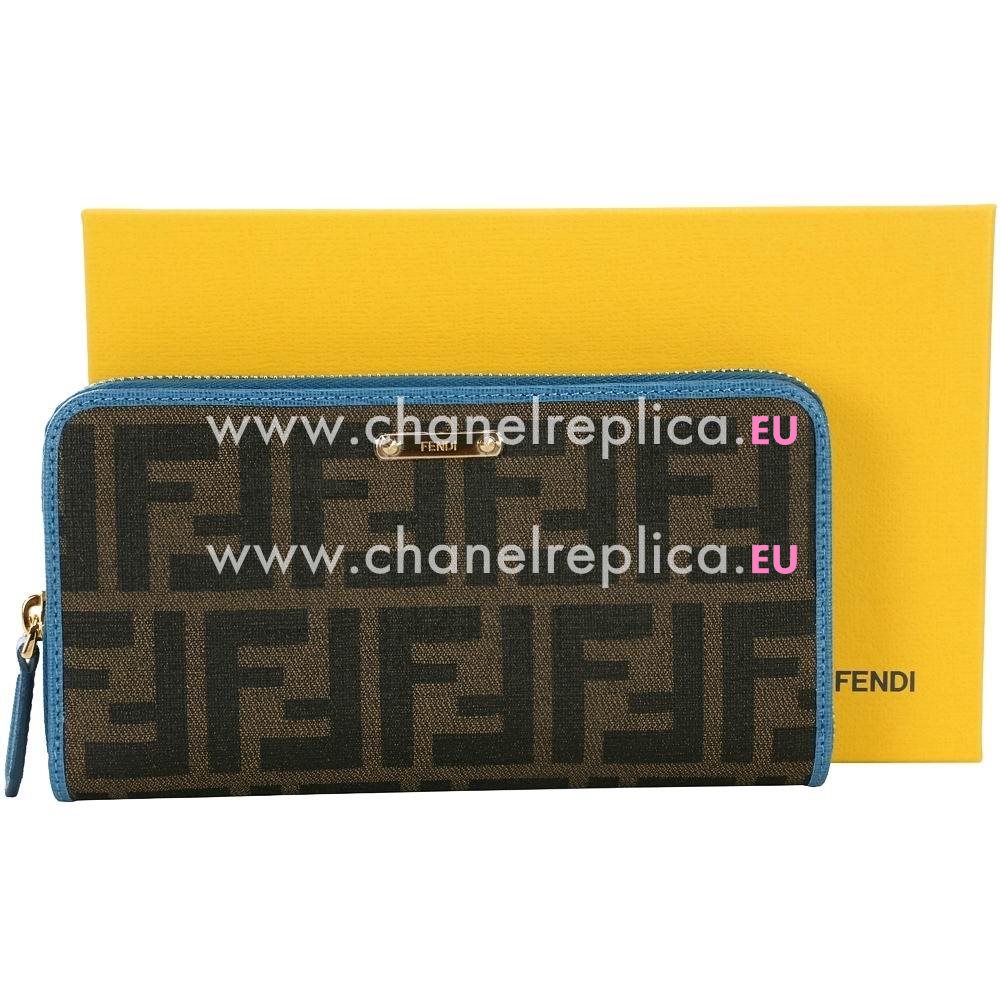 FENDI Forrver Classic Calfskin Jacquard Weave Wallets Blue F4618354