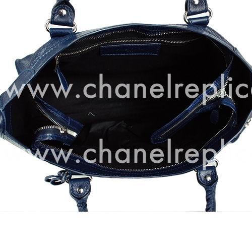 Balenciage City Lambskin Silvery hardware Classic Bag Deep Blue B2055005