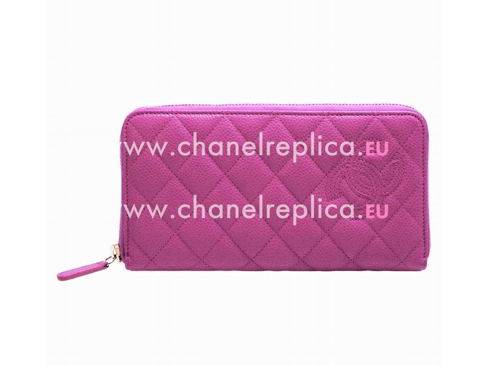 Chanel Caviar CC Logo Long Wallet Light Purple C57874