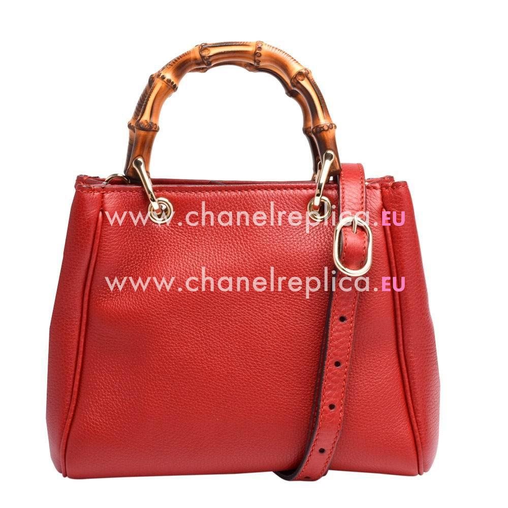 Gucci Bamboo Calfskin Handle Bag In Red G59640