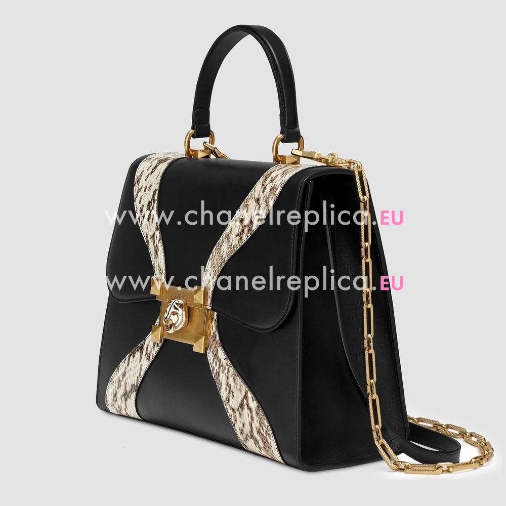 Gucci Leather and snakeskin top handle bag 476435 DVUNX 8220