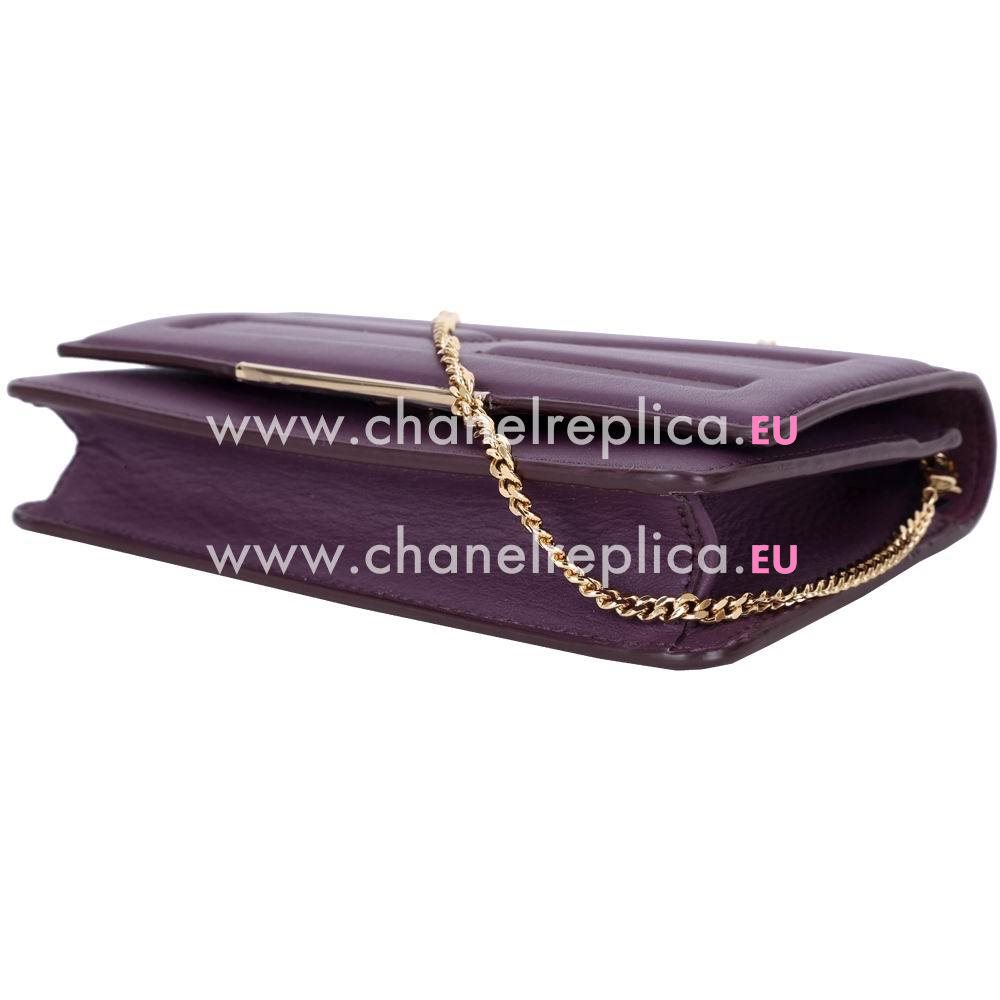FENDI Tube Calfskin Dinner Metal Chain Bag Purple F1548725
