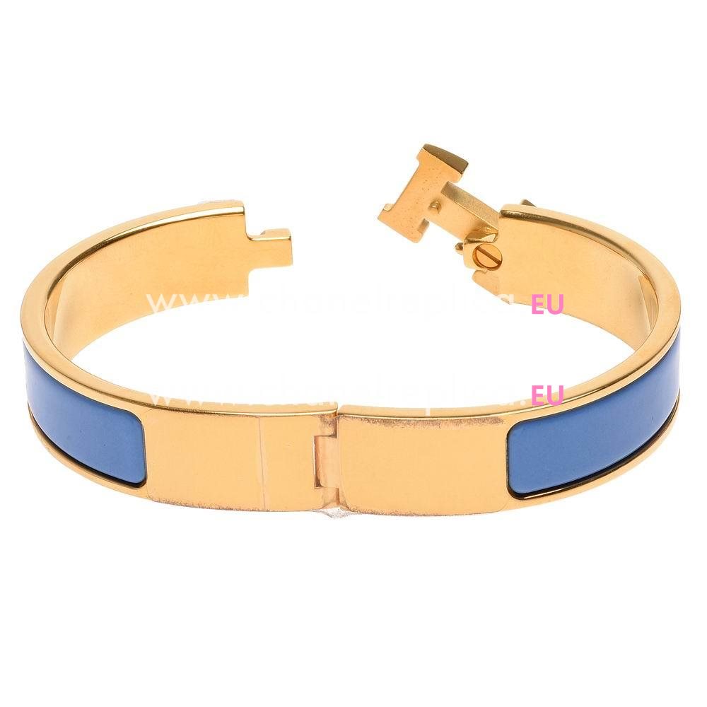 Hermes Clic Clac H Alloy Bracelet Blue/Gold H7022002