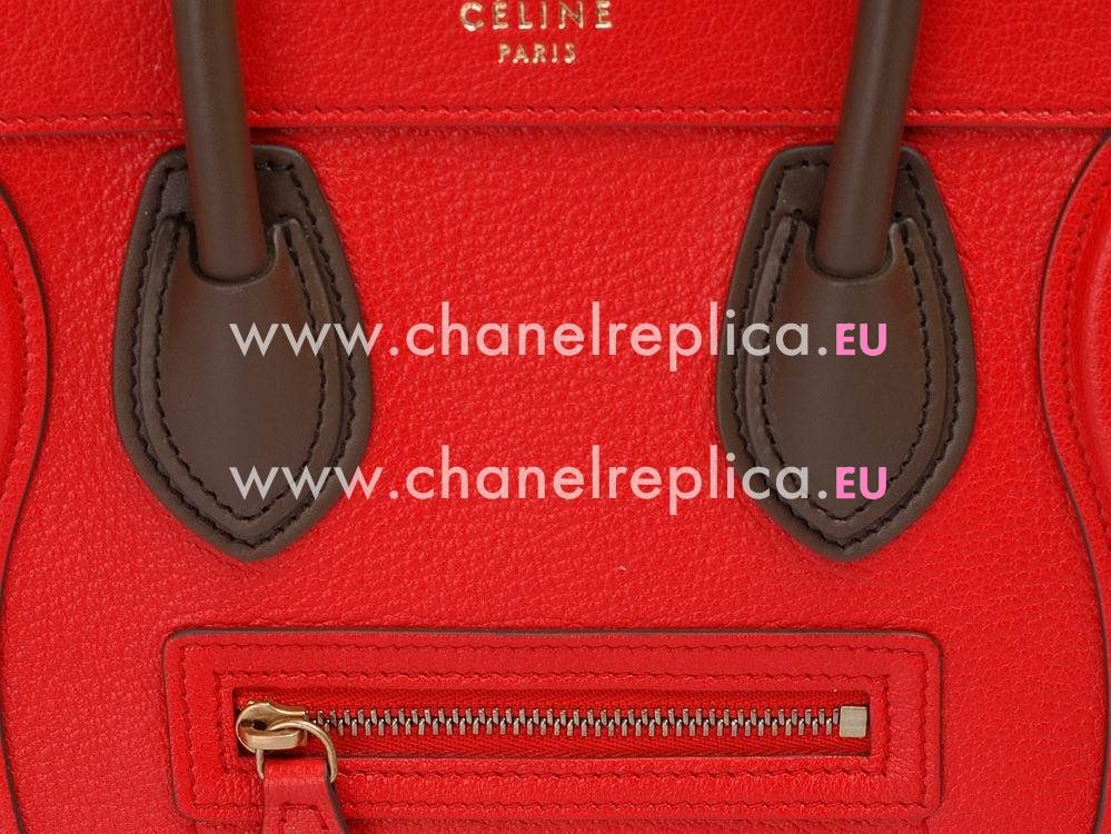 Celine Square Luggage Bubble Calfskin Nano Mini Bag Red/Black CE544544