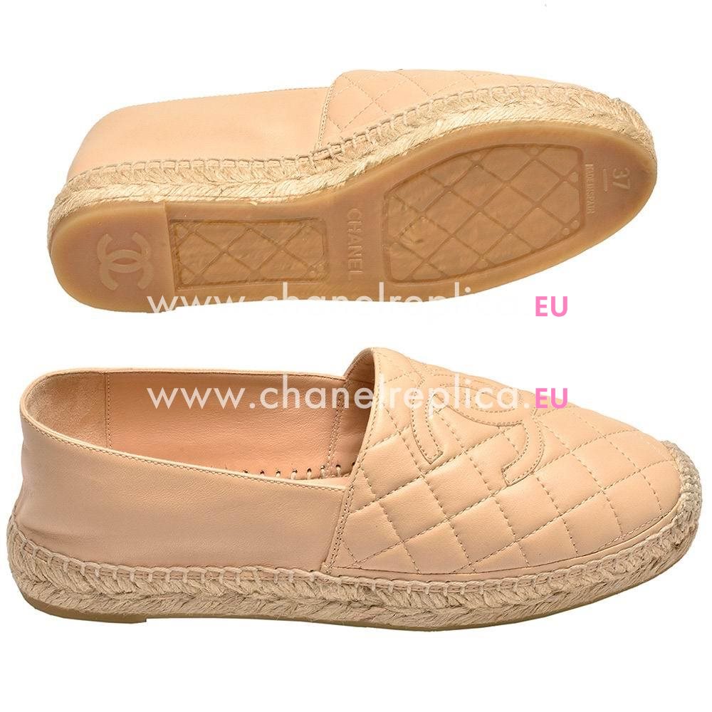 Chanel Espadrilles CC Logo Lambskin Pencil Shoes (Light Camel) AS892246