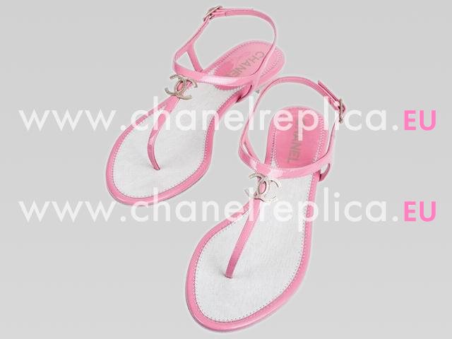 Chanel Golden CC Patent Leather Sandals In Pink CH44301