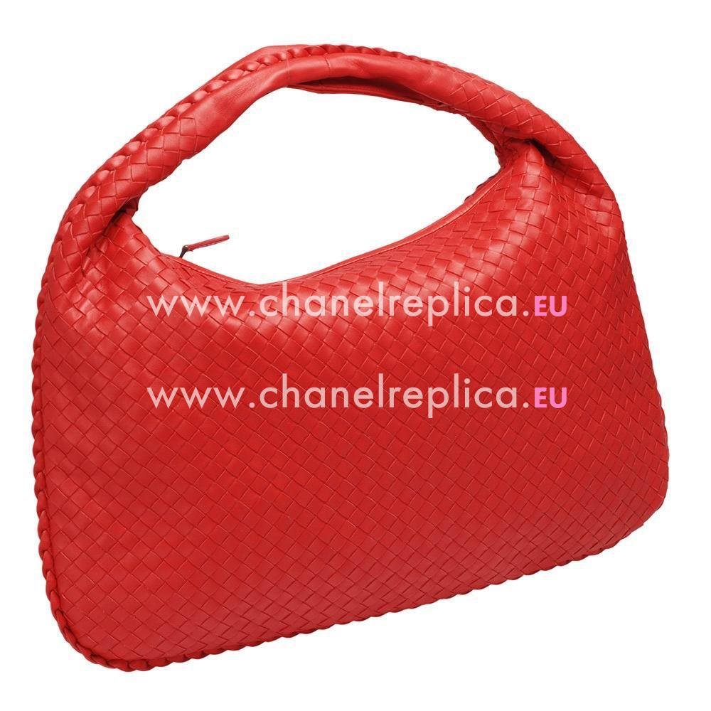 Bottega Veneta Classic Intrecciato Nappa Weave Falcate Shoulder Bag In Red B6110613