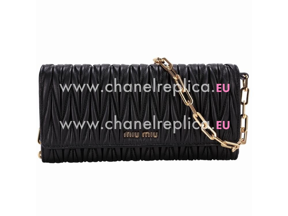 Miu Miu Matelassé Lux Nappa In Nero Clutch RP0345